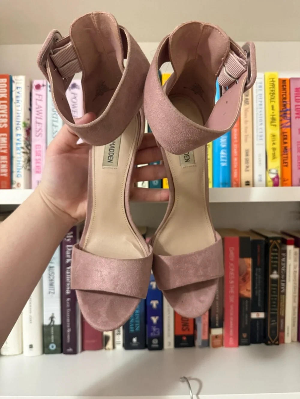 Women's Blush Pink Ankle Strap High Heels - Picture 3 of 4